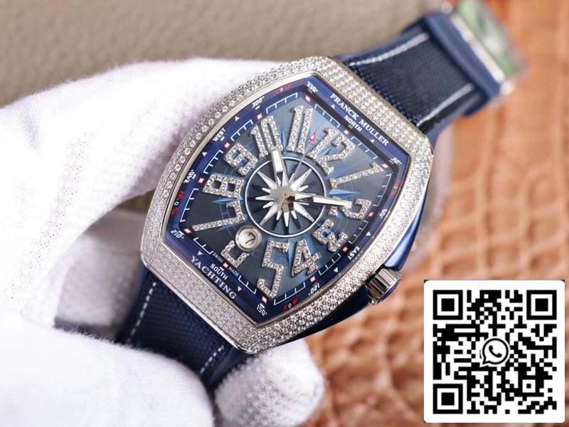 Franck Muller Mens Collection V45 SC DT Yachting 1:1 Best Edition ZF Factory Blue Dial Swiss ETA9015 US Replica Watch