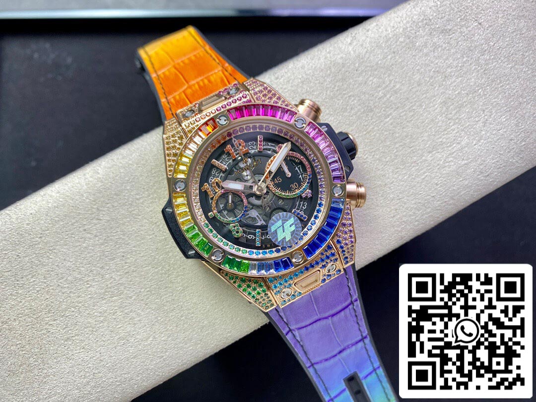 Hublot BIG BANG Unico 411.OX.9910.LR.0999 1:1 Best Edition ZF Factory Rainbow Rose Gold Case US Replica Watch