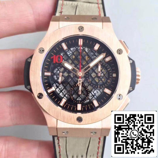 Hublot Big Bang Aero Bang Gold Mechanical Watches 1:1 Best Edition Swiss ETA4100 Black Skeleton Dial US Replica Watch