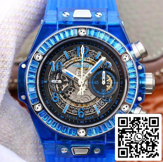 Hublot Big Bang Unico 411.JX.4802.RT Men Watches 1:1 Best Edition Swiss ETA1242 Blue Rubber Strap US Replica Watch