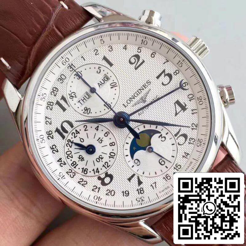 Longines Master Moonphase L2.673.4.78.3 JF factory 1:1 Best Edition Swiss ETA7751 White Textured Dial US Replica Watch