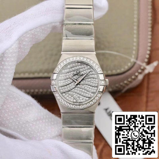 Omega Constellation Quartz Ladies 27mm Diamond Dial TW Factory 1:1 Best Edition Swiss Eta Quartz 1376 US Replica Watch
