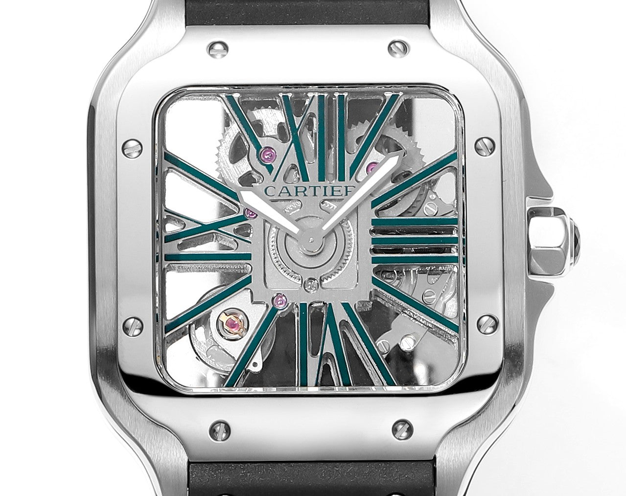 Cartier santos Skeleton 40mm  THB Factory 1:1 Best Edition White Case and Black Strap