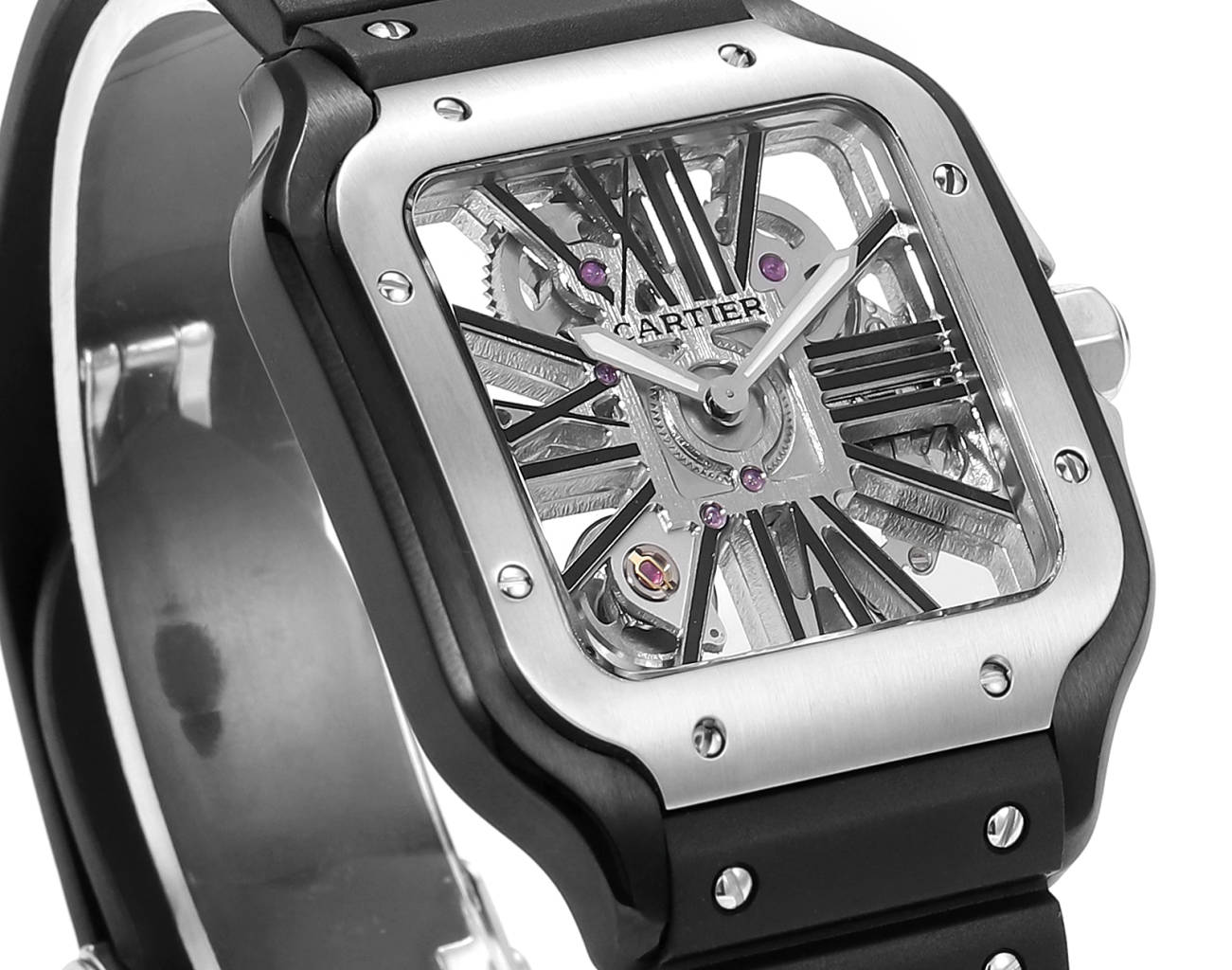 Cartier santos Skeleton 40mm  THB Factory 1:1 Best Edition White Bezel and Black Case