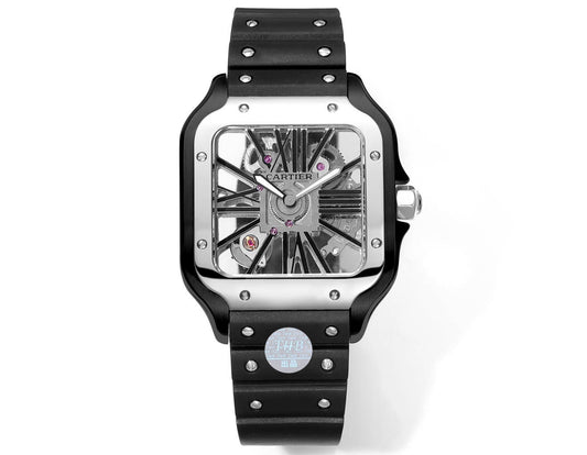 Cartier santos Skeleton 40mm  THB Factory 1:1 Best Edition White Bezel and Black Case