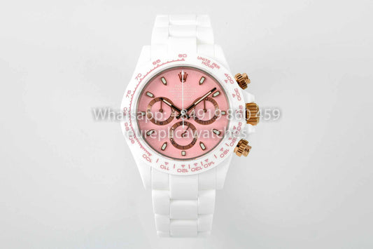 AET REMOULD Custom Rolex Daytona White Ceramic case Pink Dial 1:1 Best Clone N6F Factory