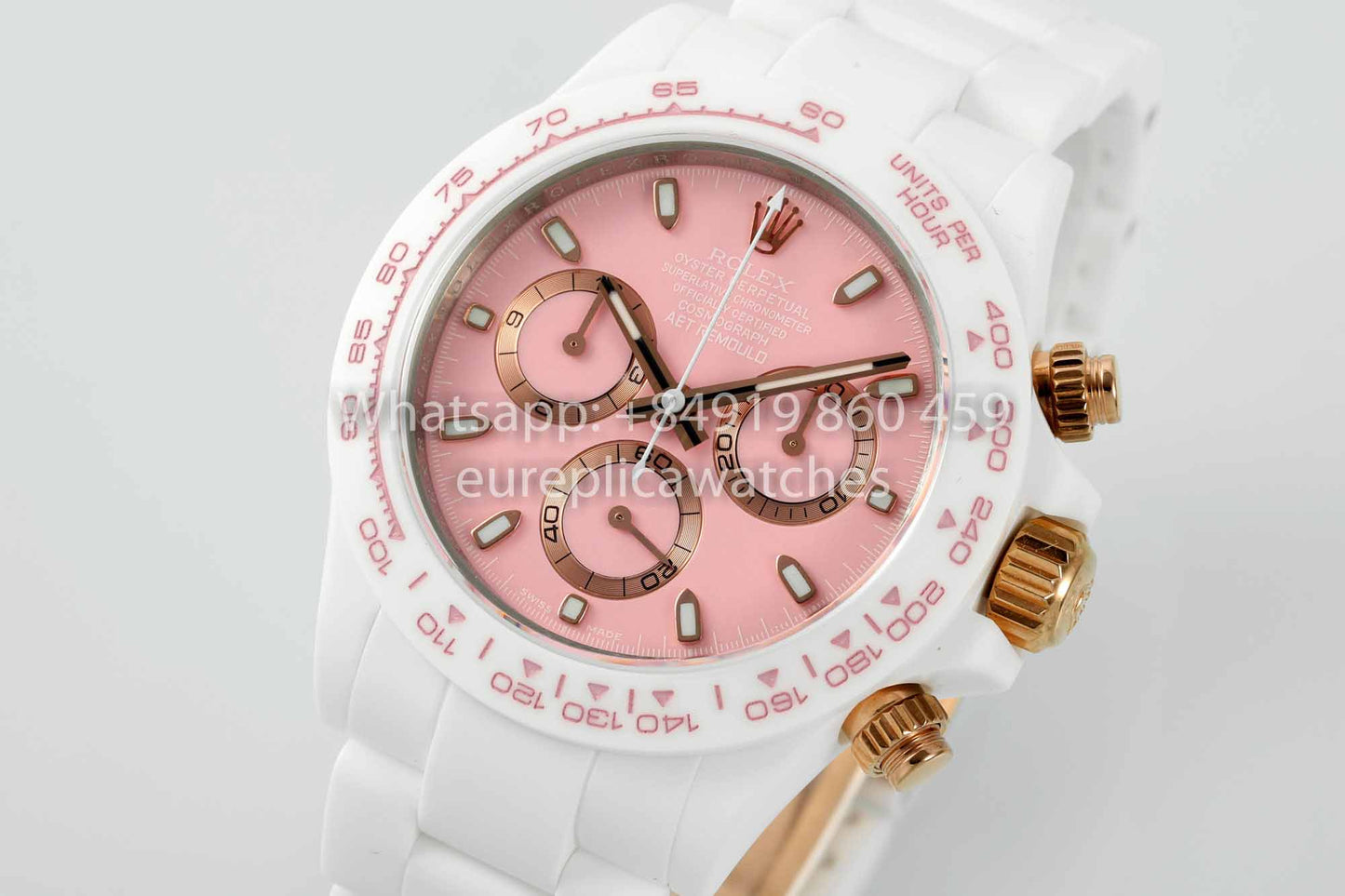 AET REMOULD Custom Rolex Daytona White Ceramic case Pink Dial 1:1 Best Clone N6F Factory