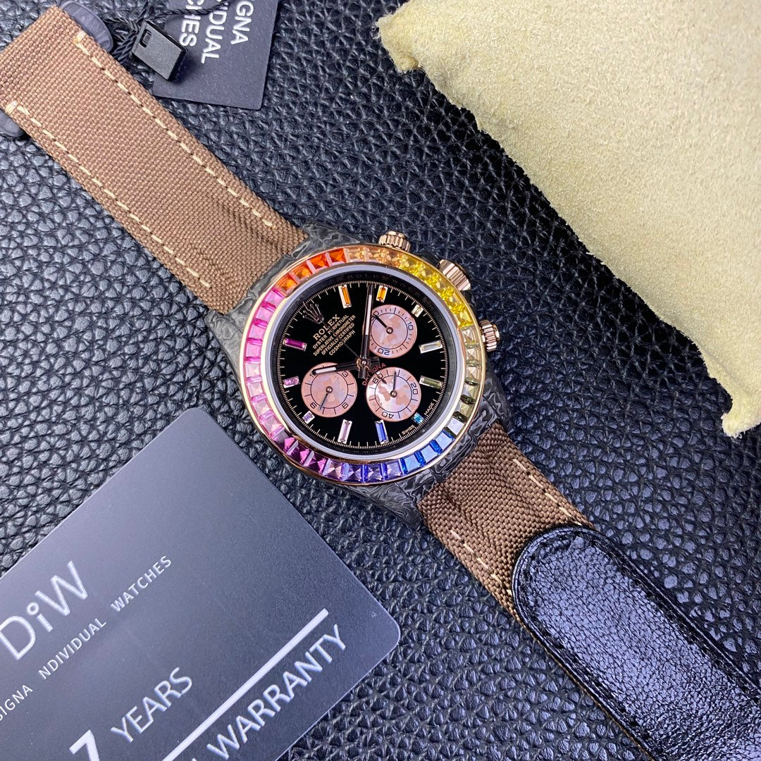 Rolex Daytona Cosmograph Diw Version personnalisée 1:1 Meilleure édition Diw Factory Rainbow Bezel