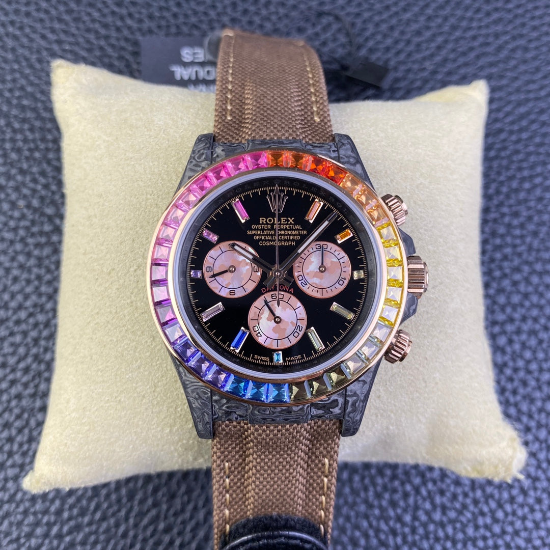 Rolex Daytona Cosmograph Diw Version personnalisée 1:1 Meilleure édition Diw Factory Rainbow Bezel