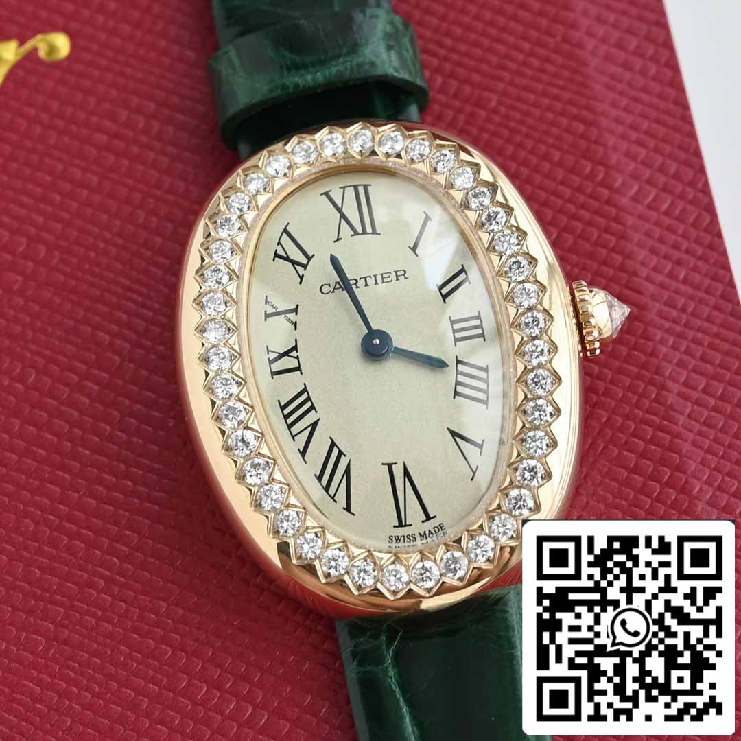 Cartier Lady Baignoire 23.9mm WJBA0038 1:1 Best Edition 18k Real gold and diamonds Green Strap