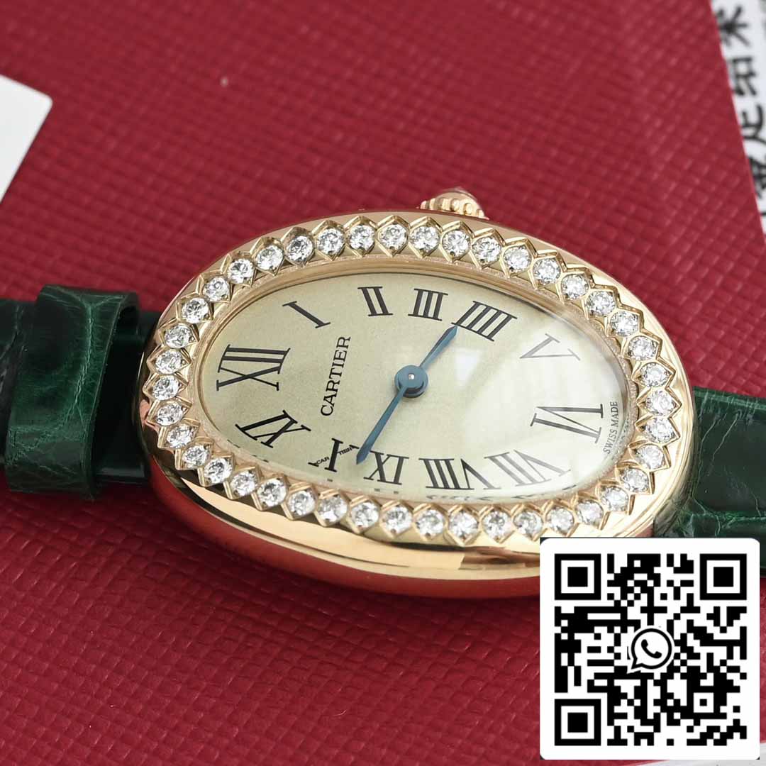 Cartier Lady Baignoire 23.9mm WJBA0038 1:1 Best Edition 18k Real gold and diamonds Green Strap