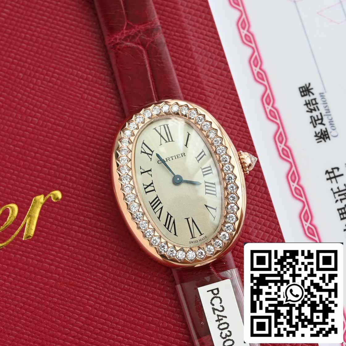 Cartier Lady Baignoire 23.9mm CRWJBA0031 1:1 Best Edition 18k Real gold and diamonds Red Strap Version