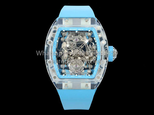 Richard Mille RM 56-02 Tourbillon 1:1 Best Clone RM Factory Blue Dial and Blue Strap Saphire Case