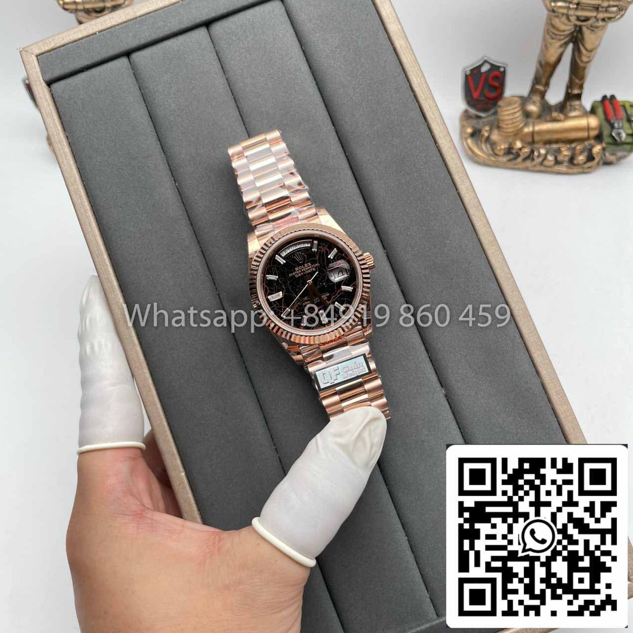 Rolex Everose Gold Day Date 40 228235-0045 1:1 Meilleure édition QF Factory Cadran Eisenkiesel