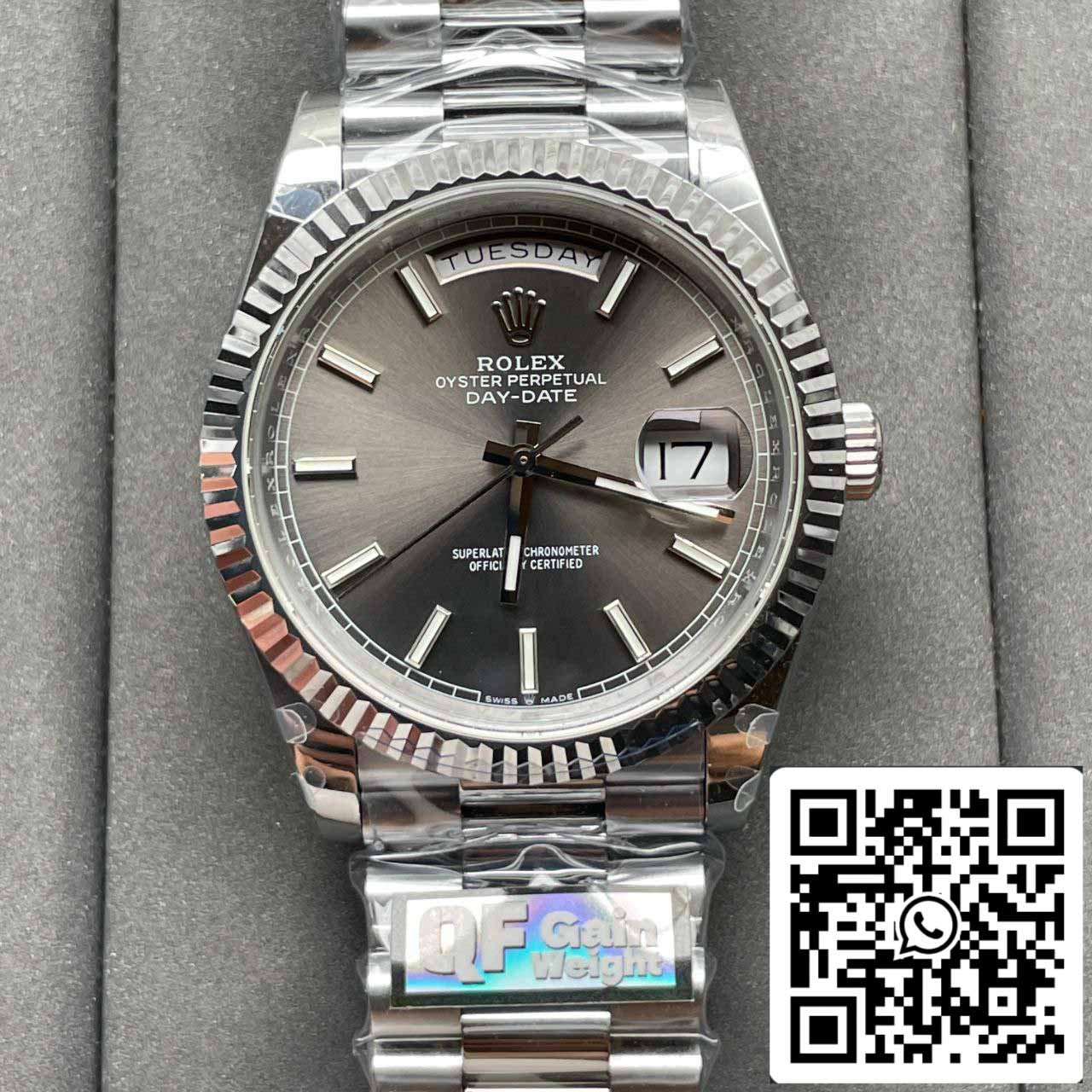 Rolex Day Date M228236-0013 Cadran ardoise platine Meilleure édition 1:1 QF Factory 184 grammes