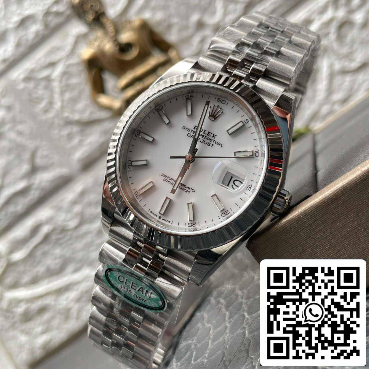 Rolex Datejust M126334-0010 41 mm Jubilee-Armband, sauberes, fabrikweißes Zifferblatt