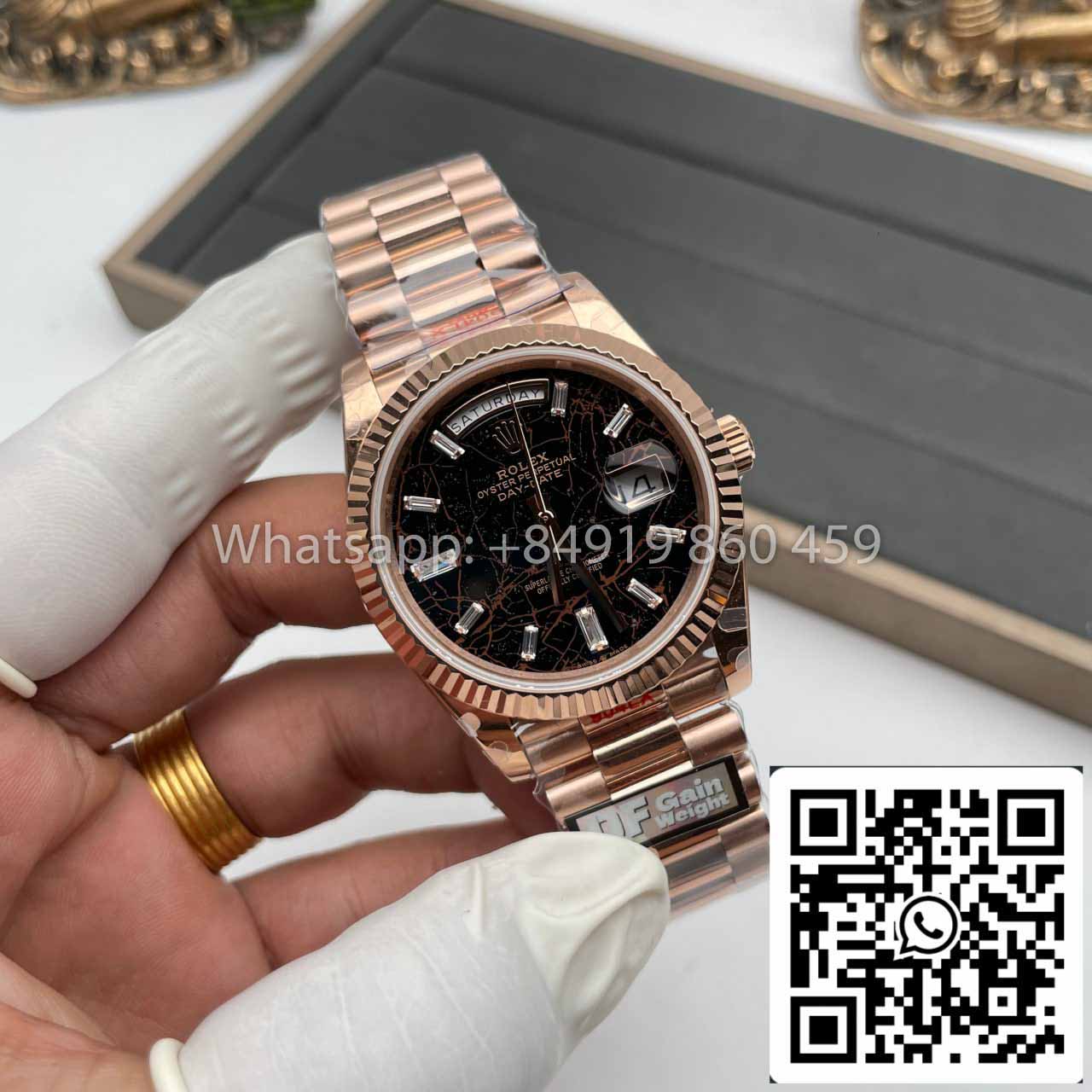 Rolex Everose Gold Day Date 40 228235-0045 1:1 Meilleure édition QF Factory Cadran Eisenkiesel