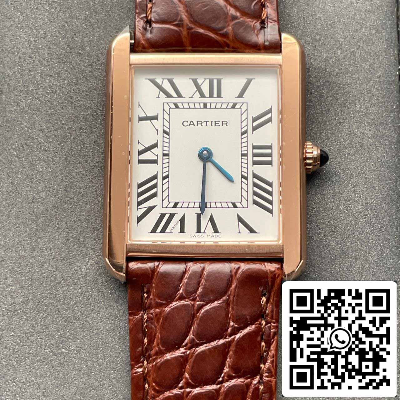 Cartier Tank W5200026 1:1 Best Edition BV Factory Yellow Gold Brown Leather Strap