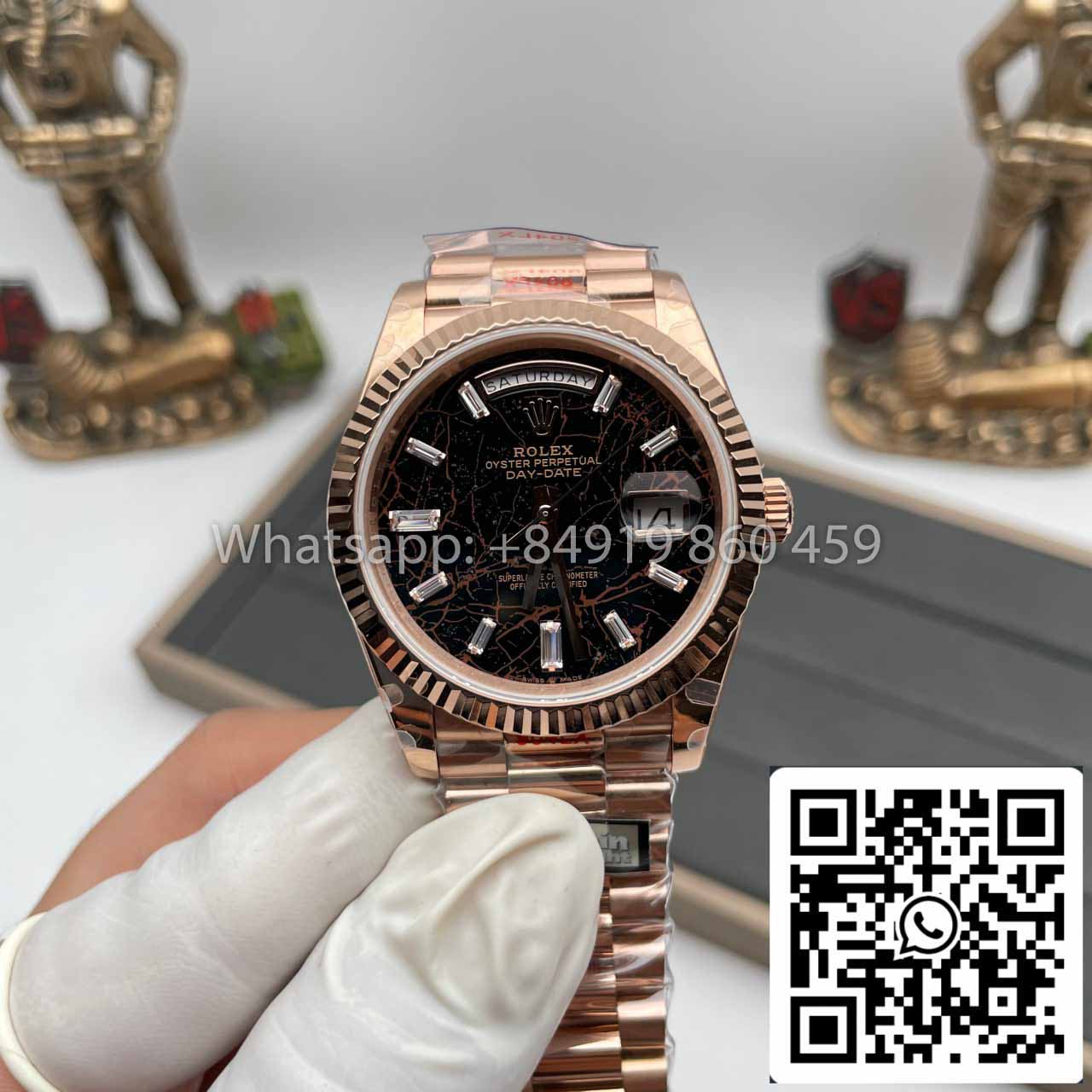 Rolex Everose Gold Day Date 40 228235-0045 1:1 Meilleure édition QF Factory Cadran Eisenkiesel