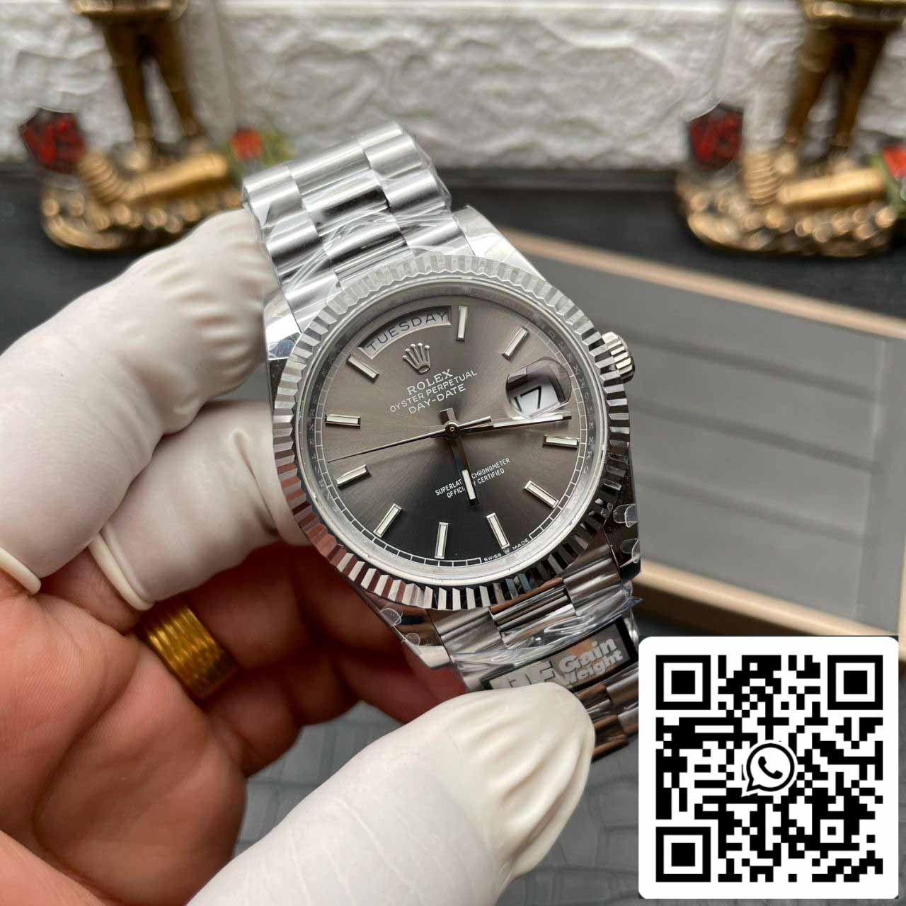 Rolex Day Date M228236-0013 Cadran ardoise platine Meilleure édition 1:1 QF Factory 184 grammes