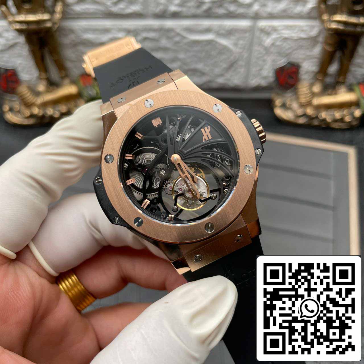 Hublot Big Bang hollow tourbillon 1:1 Best Edition Swiss Seagull hand-winding tourbillon movement 18K Rose Gold