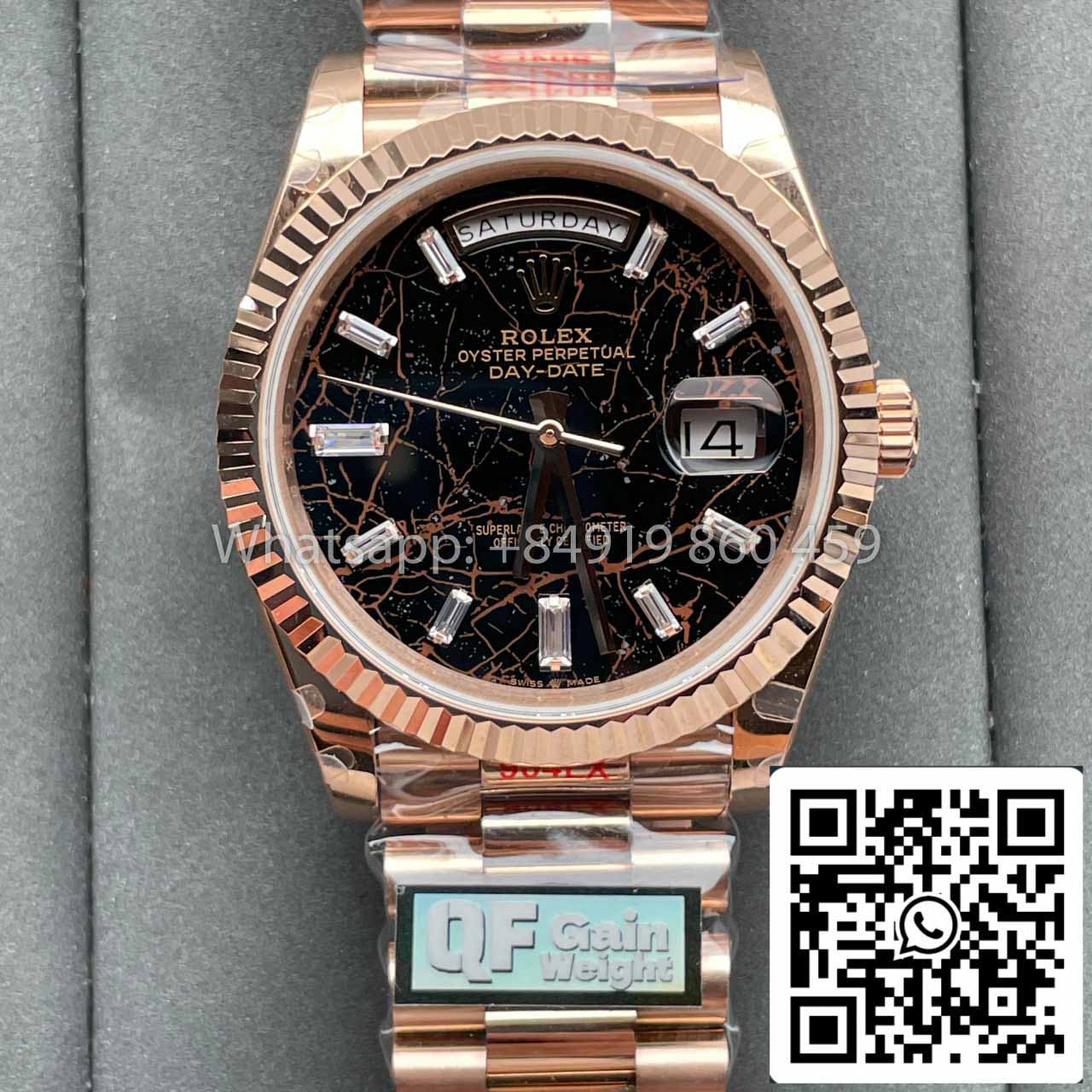 Rolex Everose Gold Day Date 40 228235-0045 1:1 Meilleure édition QF Factory Cadran Eisenkiesel