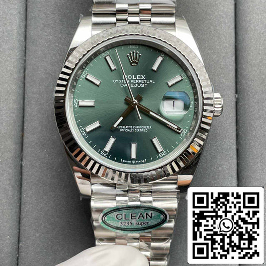 Rolex Datejust M126334-0027 41 mm Jubilee-Armband, sauberes Fabrik-Mintgrün-Zifferblatt