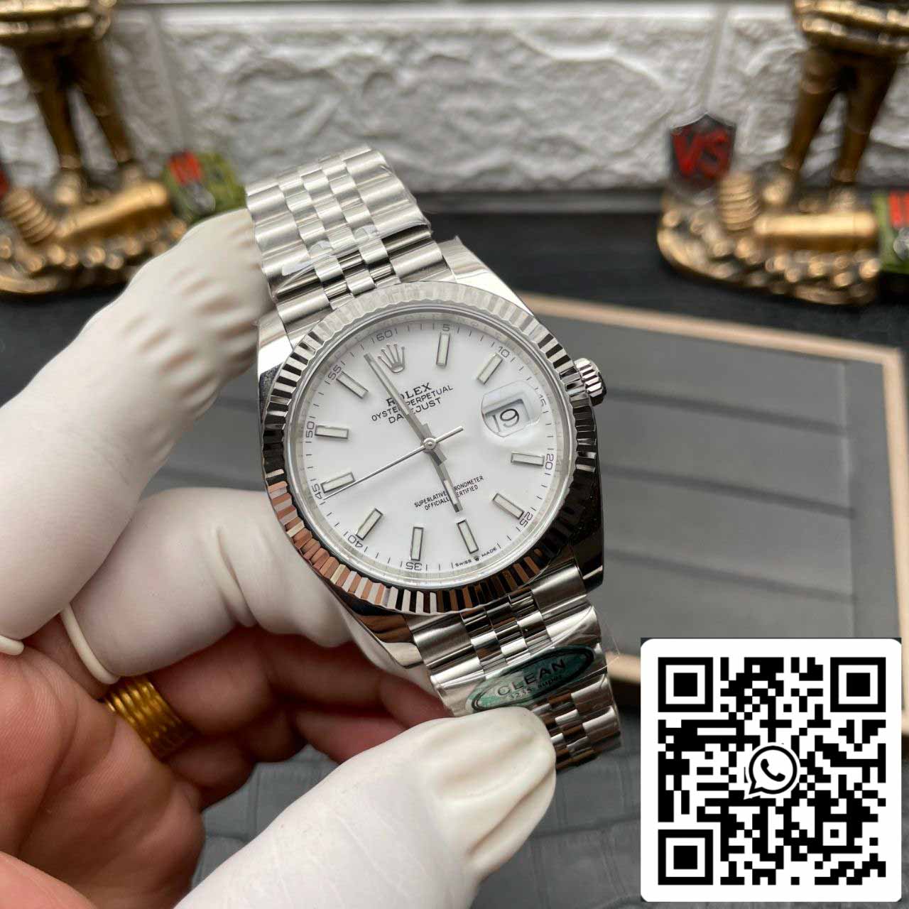 Rolex Datejust M126334-0010 41 mm Jubilee-Armband, sauberes, fabrikweißes Zifferblatt