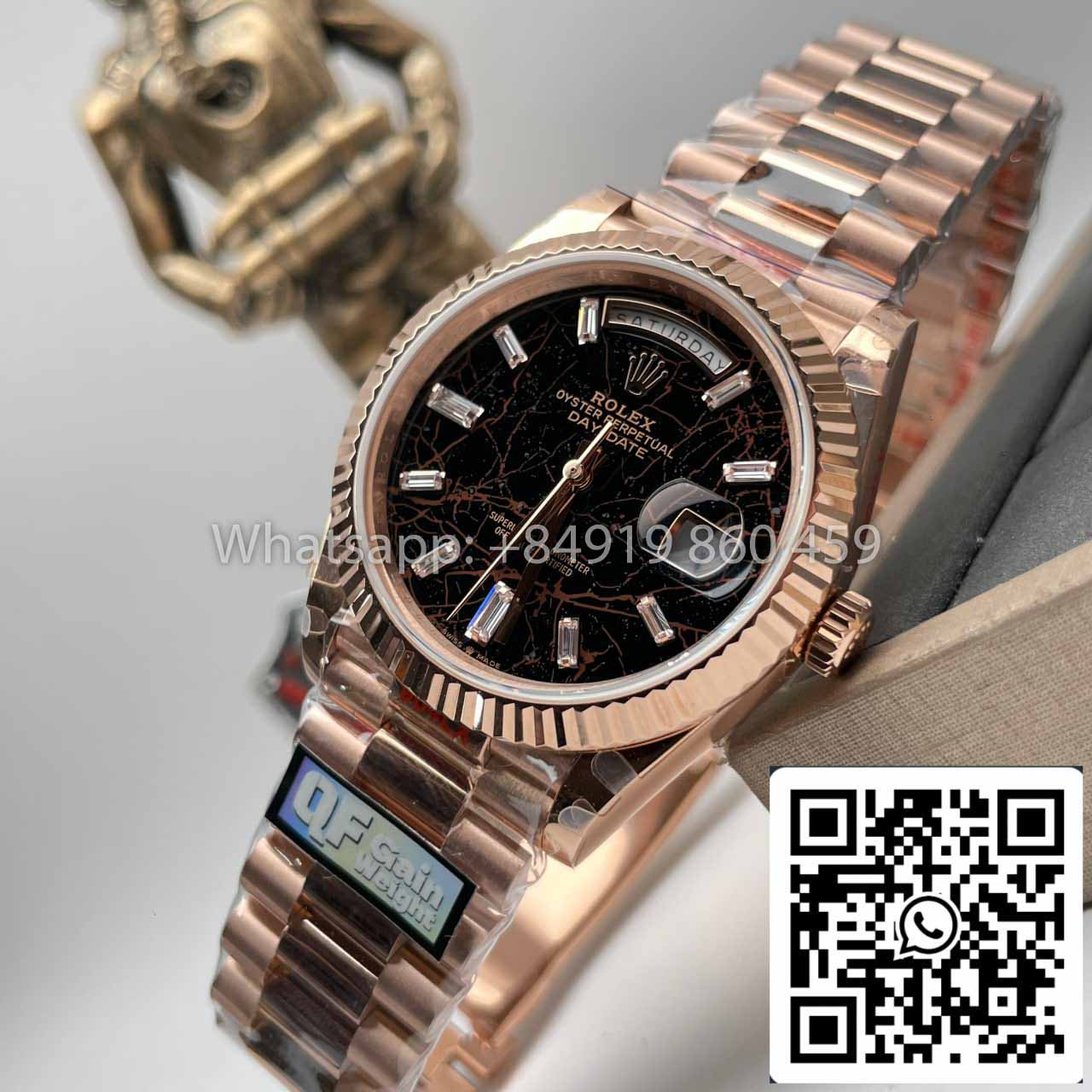 Rolex Everose Gold Day Date 40 228235-0045 1:1 Meilleure édition QF Factory Cadran Eisenkiesel