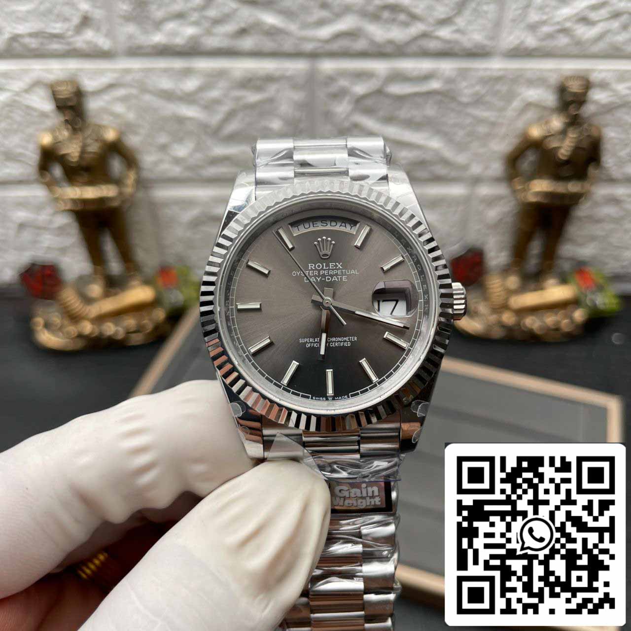 Rolex Day Date M228236-0013 Cadran ardoise platine Meilleure édition 1:1 QF Factory 184 grammes