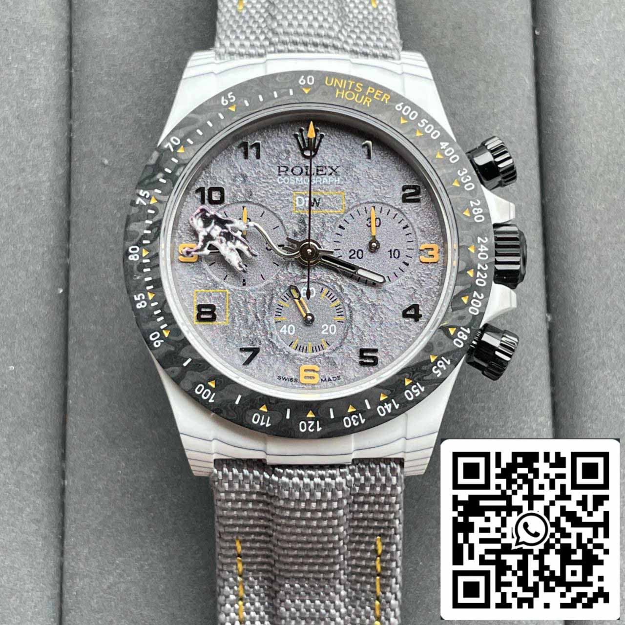 【4130 Movement DIW Modified Version】Rolex Cosmograph Daytona Series Grey Strap Carbon Fiber case