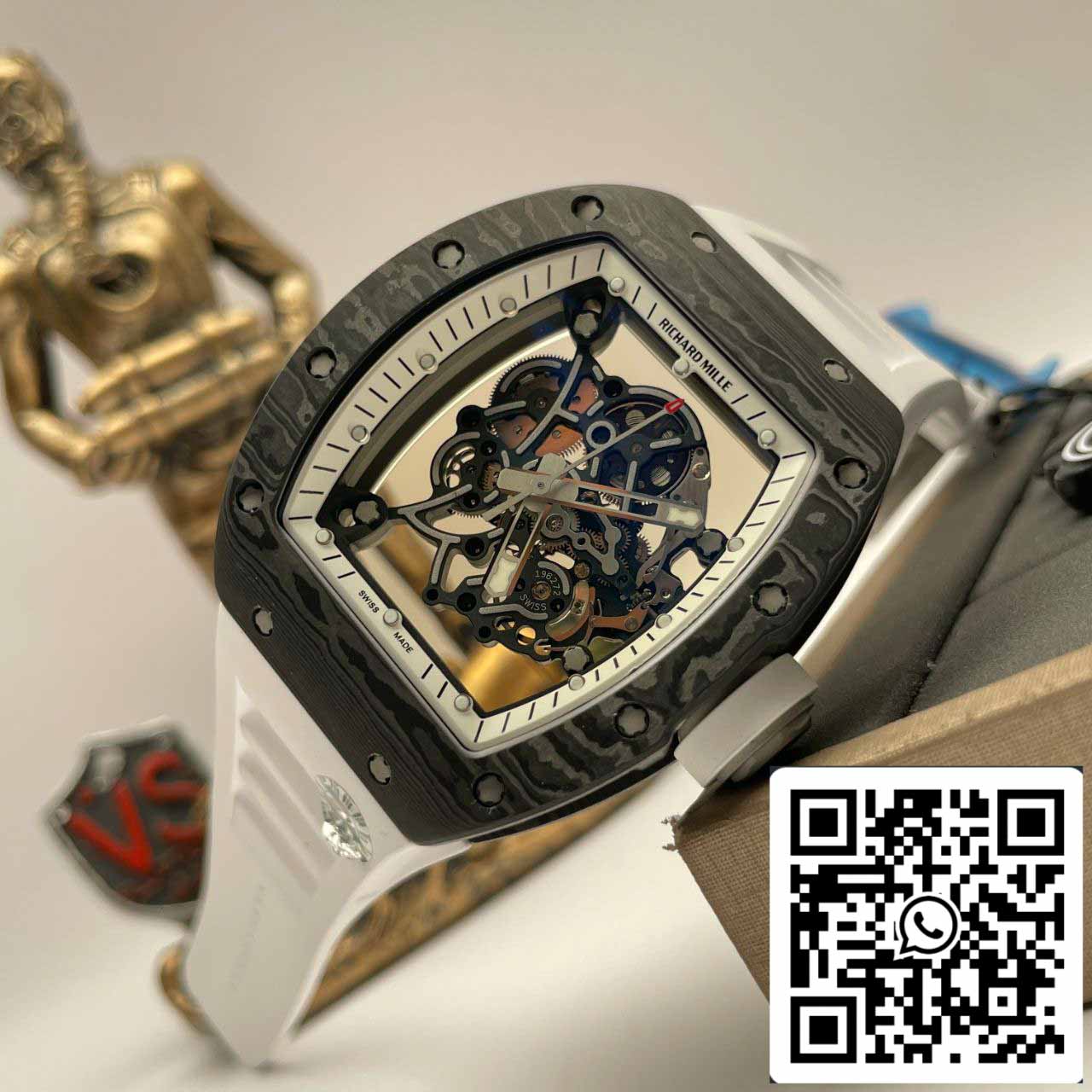 RICHARD MILLE  RM055  ZF 2024 1:1 Best Edition Carbon Fiber Case Black Strap