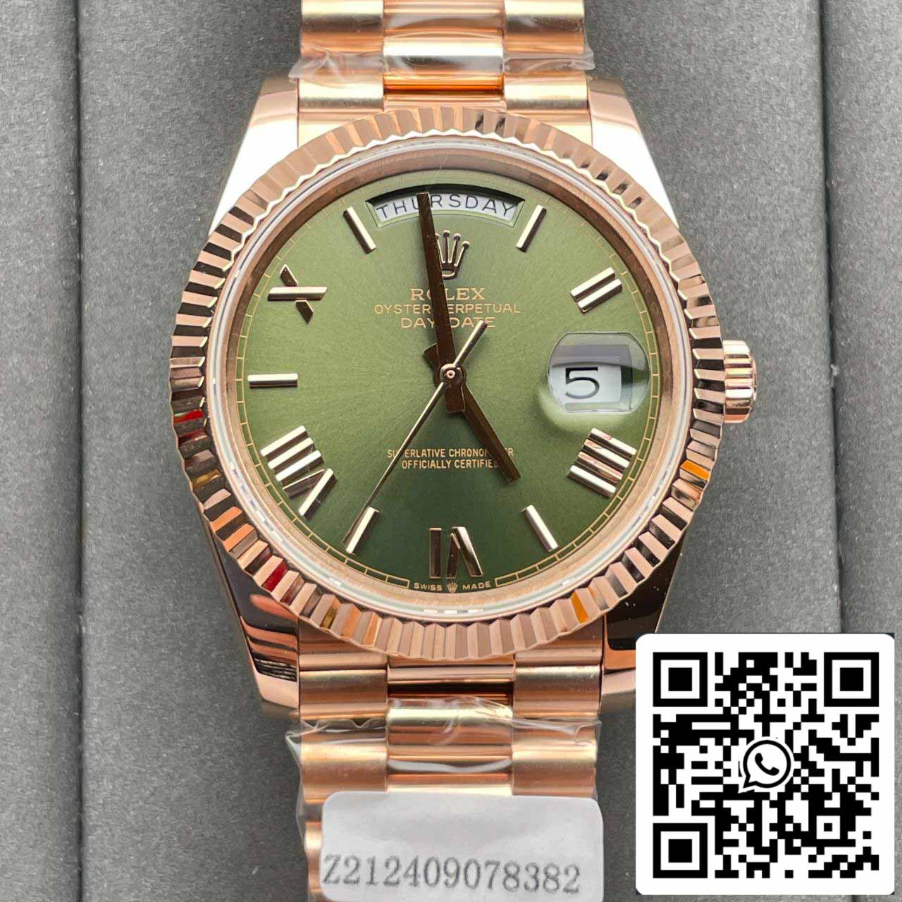 Rolex Day Date 40 228235 Gold Filled 18k avec un poids de 185 grammes cadran vert