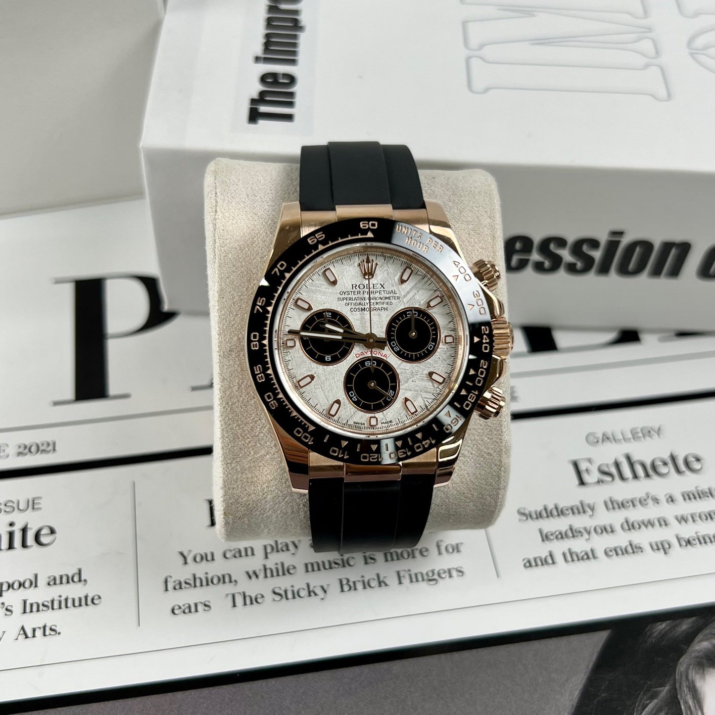 Rolex Cosmograph Daytona 116515LN cadran météorite revêtement or rose 18 carats