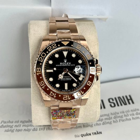 Rolex GMT-Master II Everose Gold Root Beer Brown 126715CHNR 40 mm enveloppé d'or rose de Clean Factory