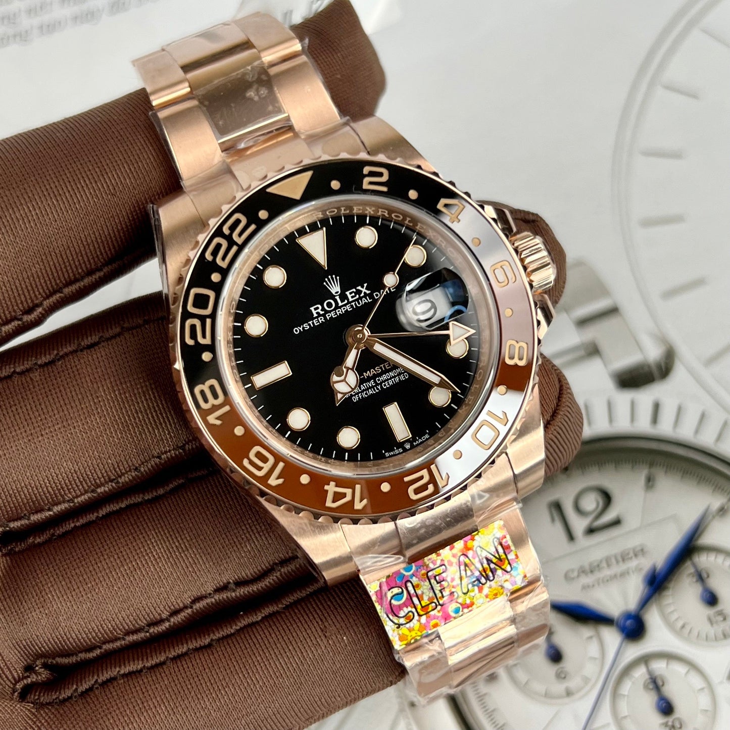 Rolex GMT-Master II Everose Gold Root Beer Brown 126715CHNR 40mm Rose Gold Wrapped from Clean Factory