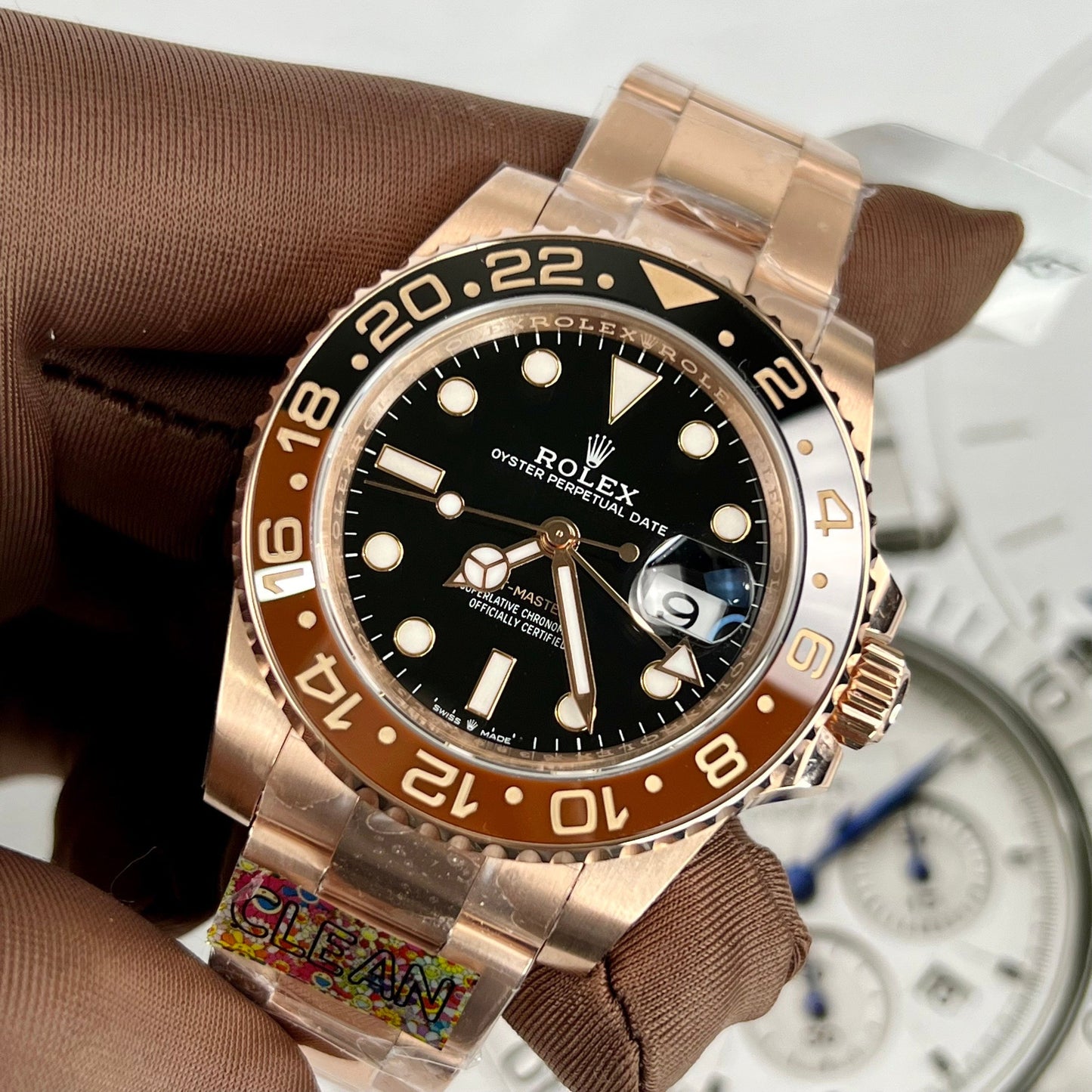 Rolex GMT-Master II Everose Gold Root Beer Brown 126715CHNR 40mm Rose Gold Wrapped from Clean Factory