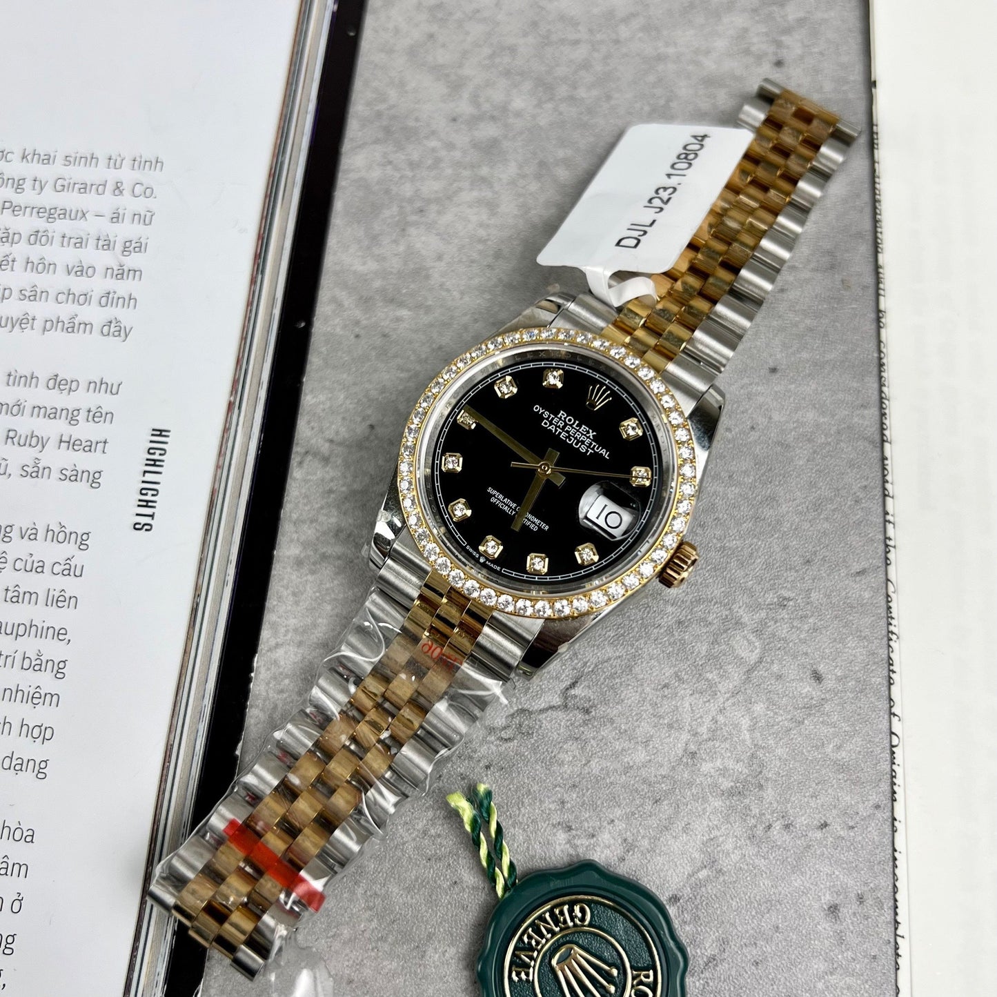 Rolex Datejust 36 mm Diamants 126283RBR Or jaune 18 carats et moissanite