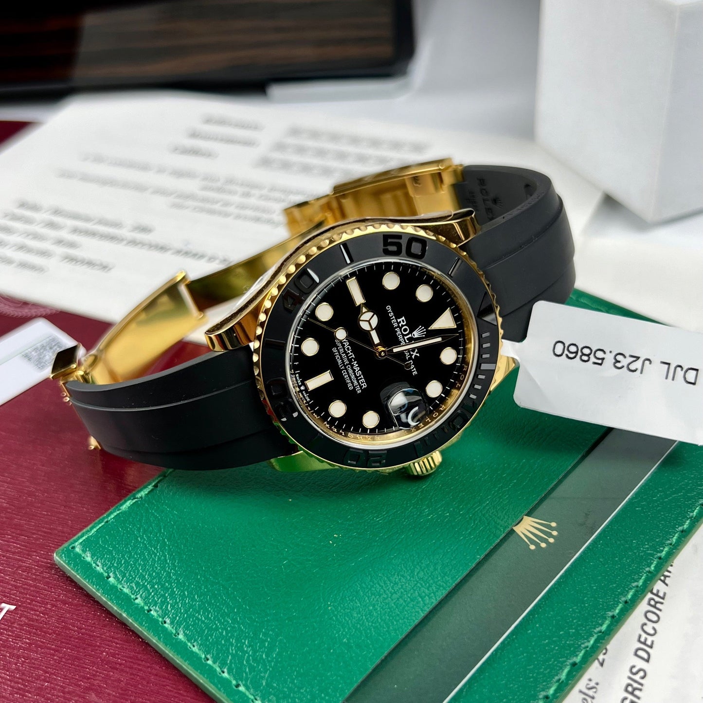 Montre homme Rolex Yacht-Master 42 en or rose 126655 avec revêtement en or jaune 18 carats