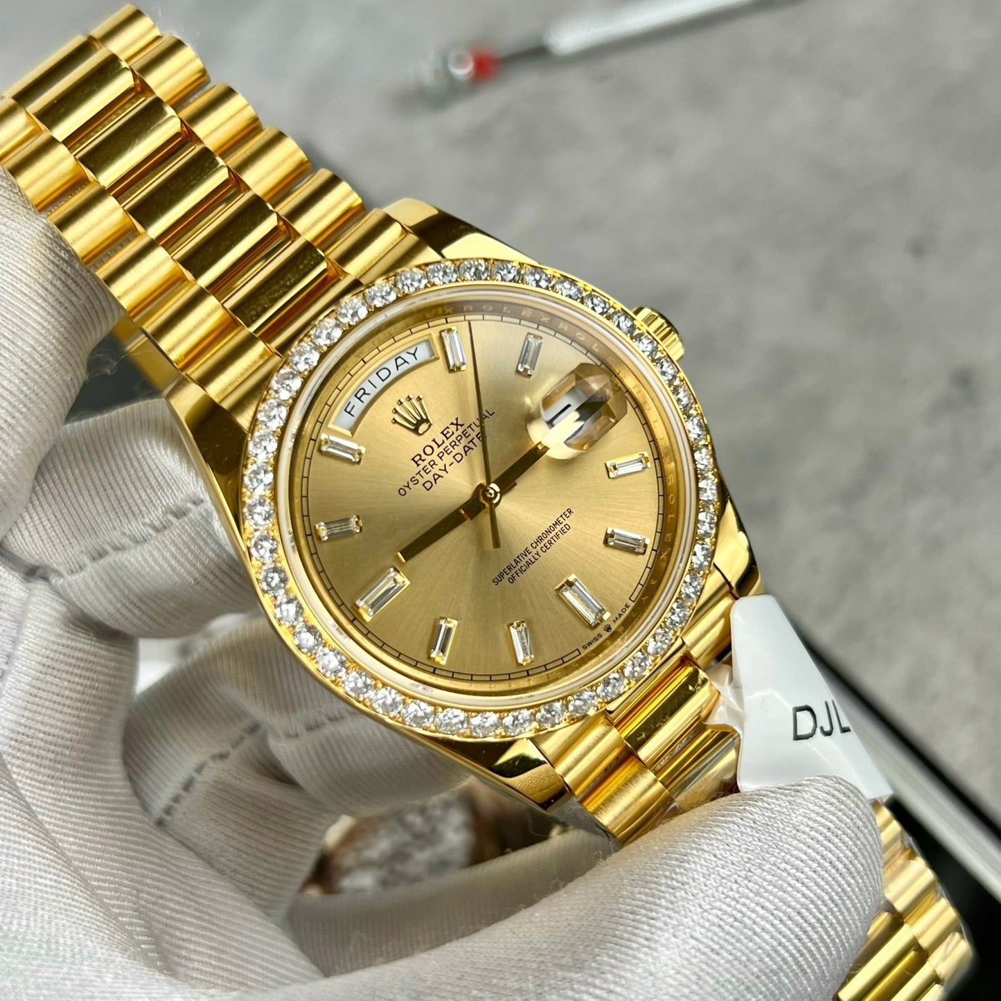 Rolex Day-Date 40 228238 Champage dial Gold Filled 18k Moissanite Bezel
