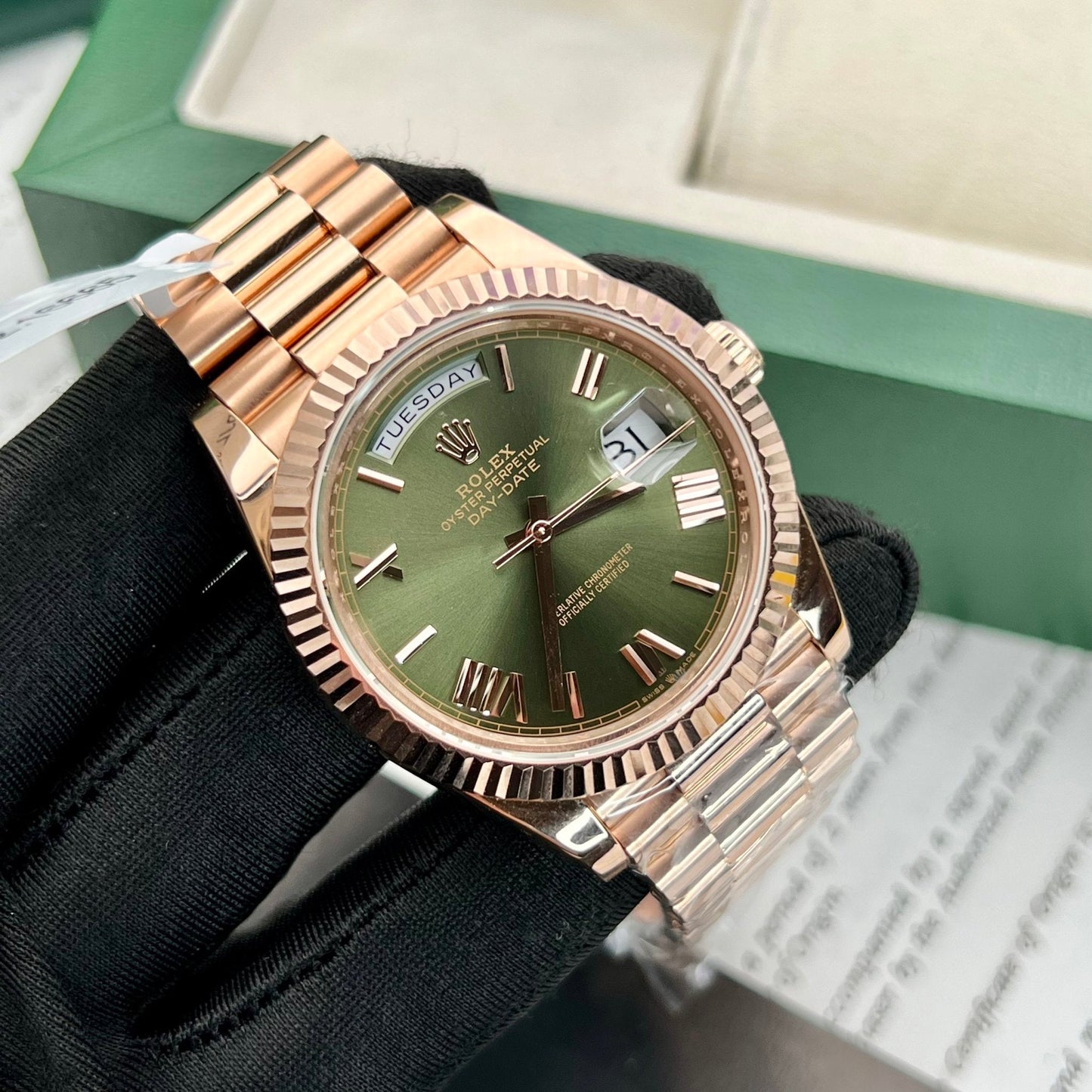 Rolex Day-Date 40 228235 Gold Filled 18k with 150 gram weight green dial