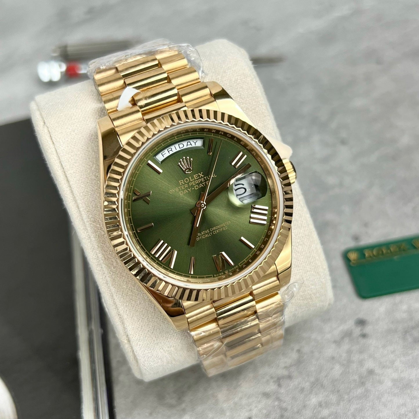 Rolex Day-Date 40 228235 Gold Filled 18k with 167 gram weight green dial