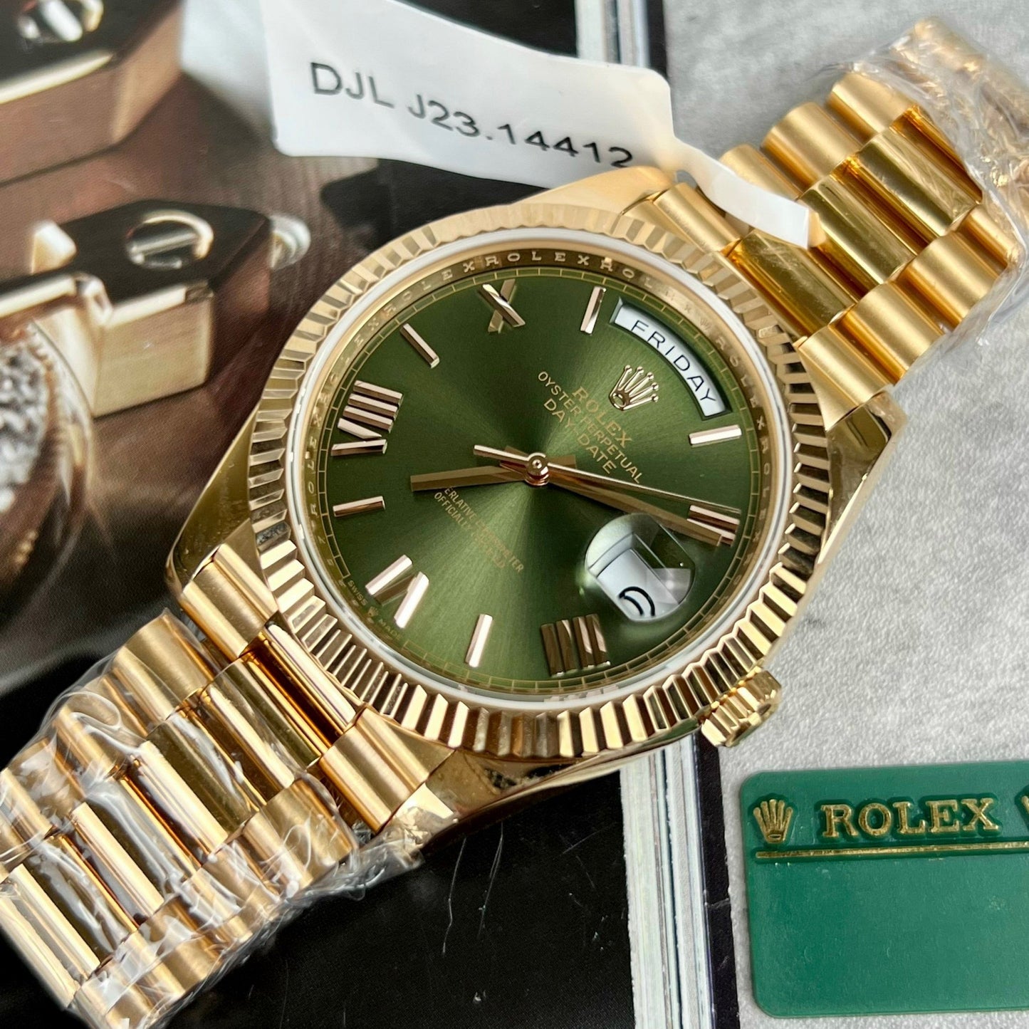 Rolex Day-Date 40 228235 Gold Filled 18k with 167 gram weight green dial