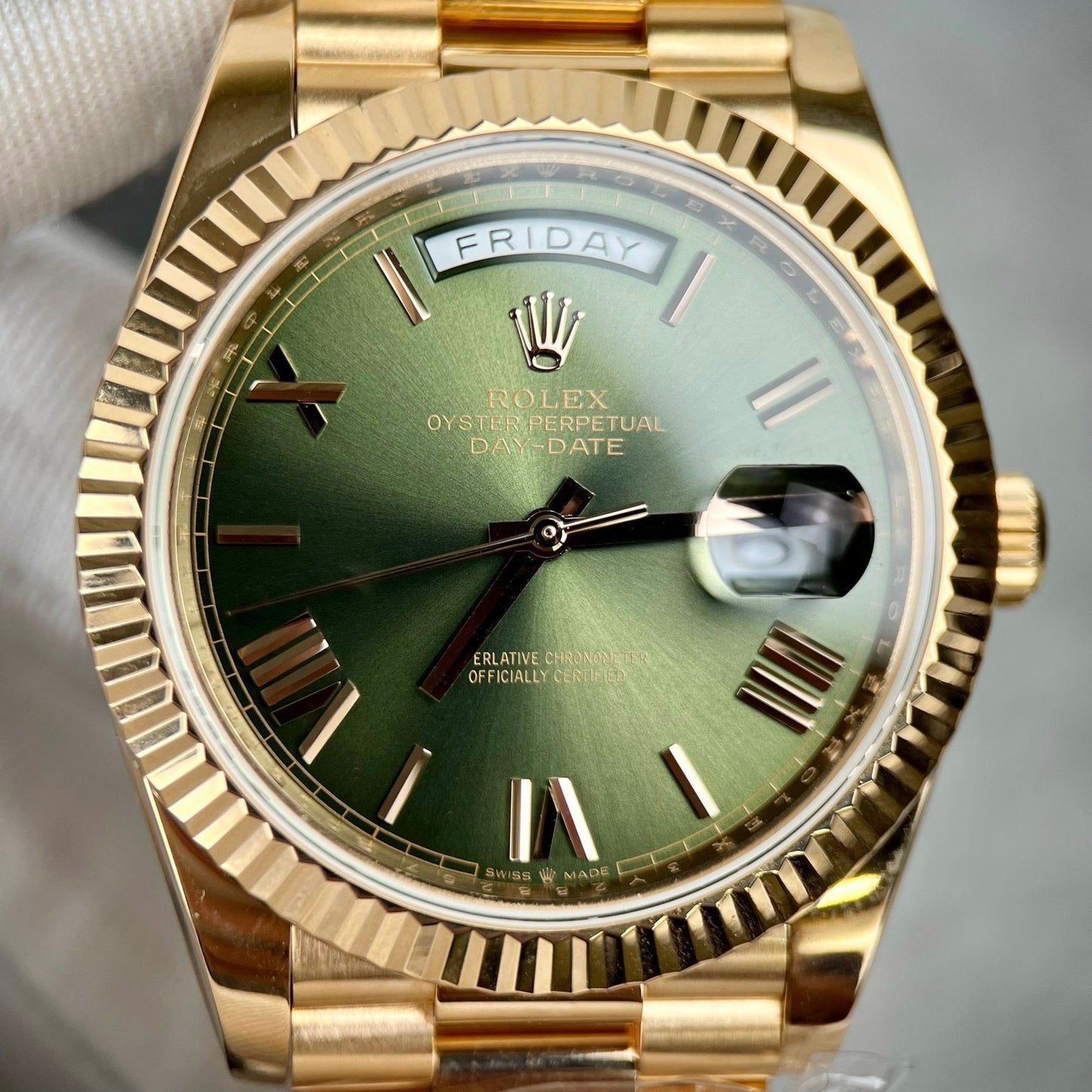 Rolex Day-Date 40 228235 Gold Filled 18k with 167 gram weight green dial