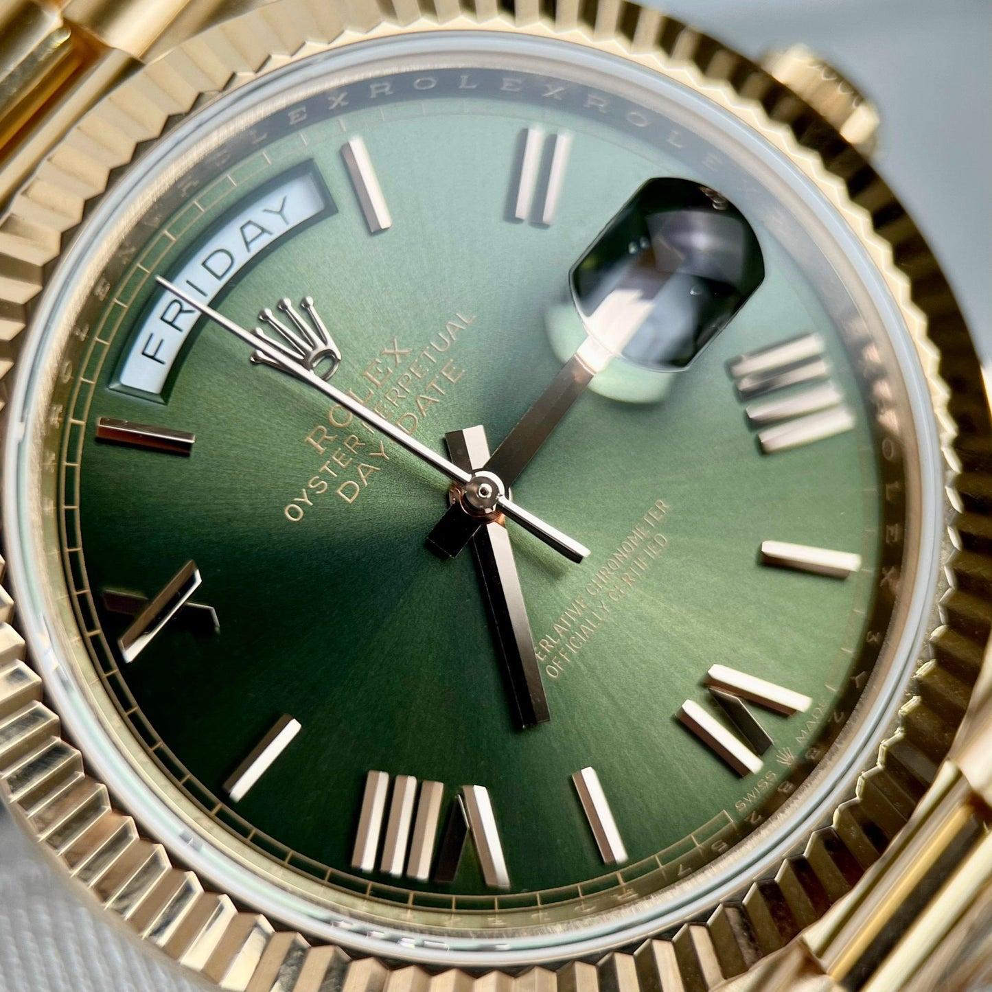 Rolex Day-Date 40 228235 Gold Filled 18k with 167 gram weight green dial