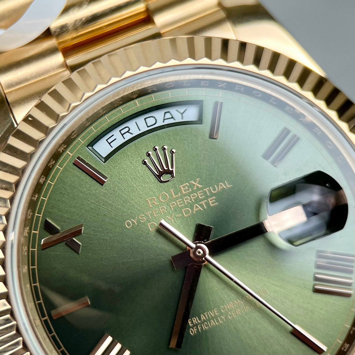 Rolex Day-Date 40 228235 Gold Filled 18k with 167 gram weight green dial