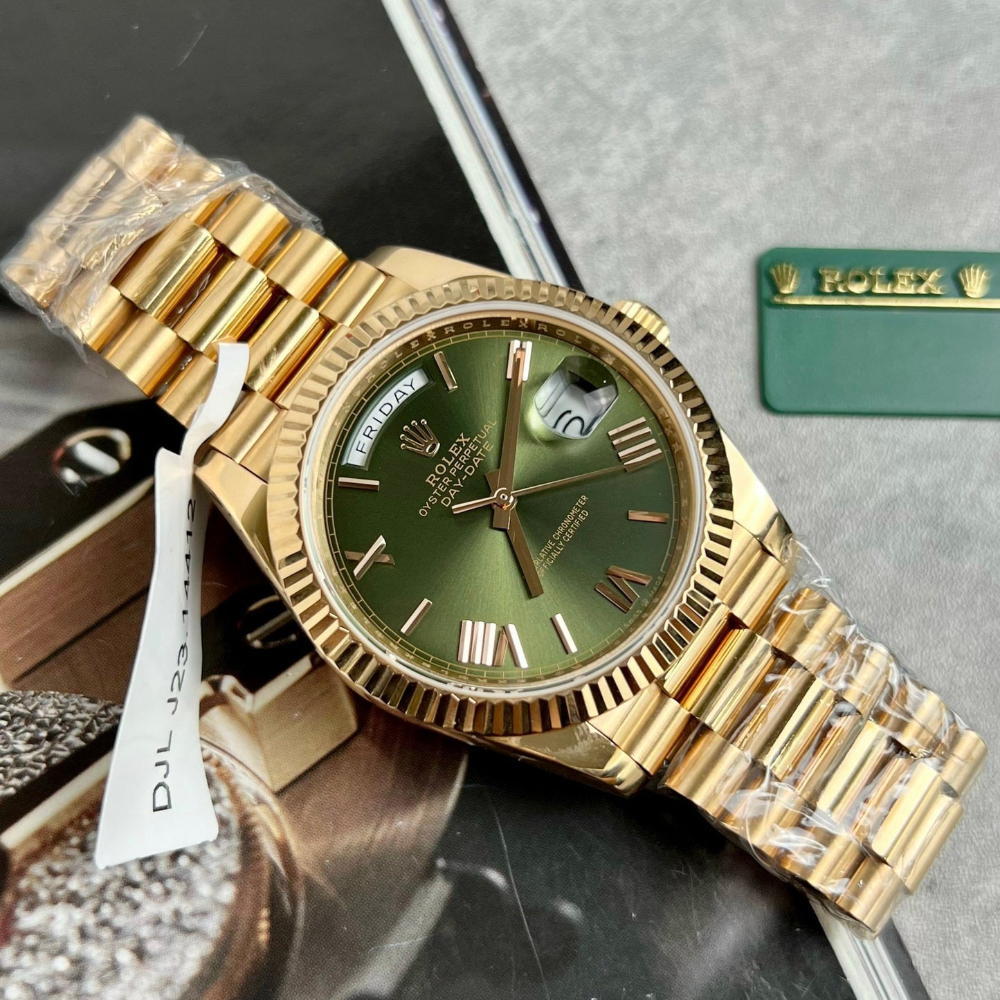 Rolex Day-Date 40 228235 Gold Filled 18k with 167 gram weight green dial