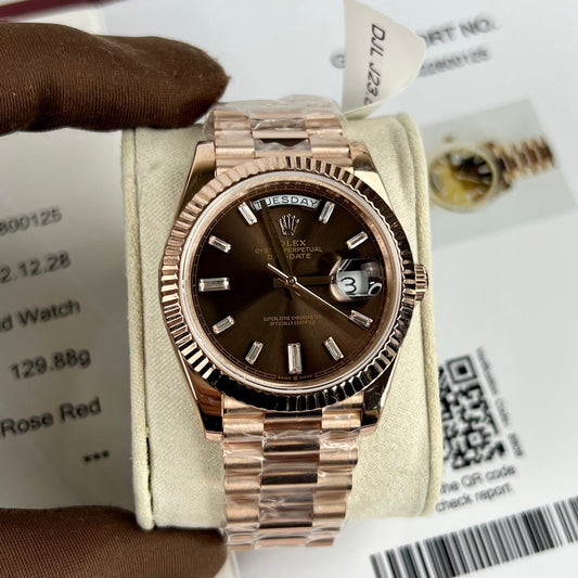 Rolex Day-Date 40mm 228235 chocolate dial 18k rose gold filled 150 gram