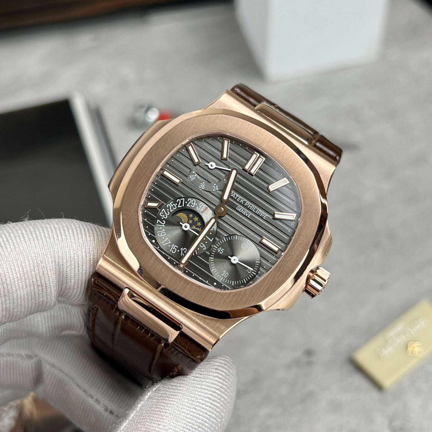 Patek Philippe Nautilus 5712 18k filled rose gold with grey dial from PPF