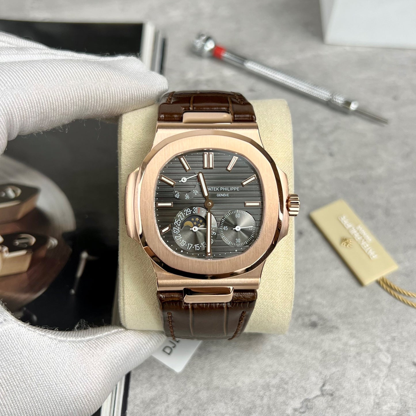 Patek Philippe Nautilus 5712 18k filled rose gold with grey dial from PPF